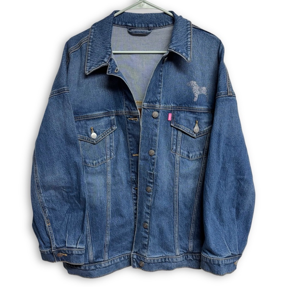 Victoria's Secret PINK Limited Edition Rhinestone Bling Denim Jean Jacket